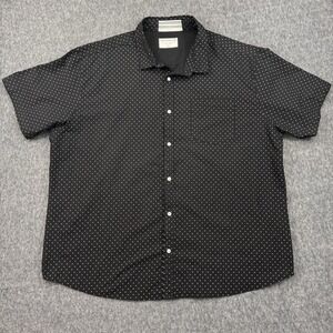 Free Planet button down shirt Black With Polka Dot Men Size 4X Casual WhimsyGoth